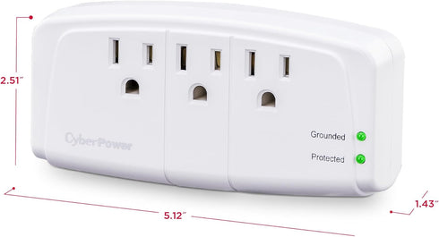 CyberPower CSB300W Essential Surge Protector, 900J/125V, 3 Outlets, Wall Tap...