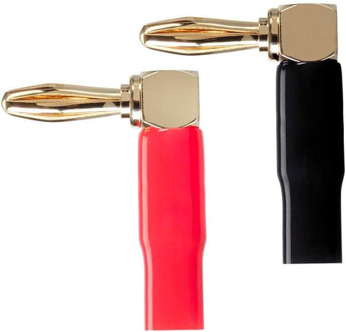 Monoprice 10 Pair Right Angle 24k Gold Plated Banana Speaker Wire Cable Screw Plug Connectors (121915) Black/Red...