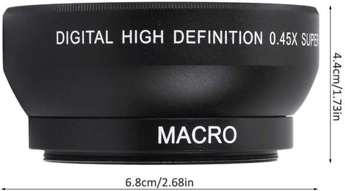 HD Wide Angle Lens with Macro Close-up Lens 0.45X Magnification High Definition Wide-Angle Lens Fits Any 49mm Diameter Lens...