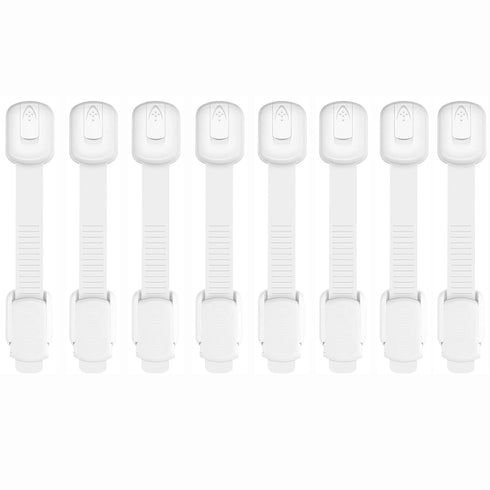 Child Safety Strap Locks for Cabinet, Fridge, Ovens, Toilet, Drawer, Trash can etc with Strong Adhesive Not Easy to Fall Off, Adjustable Length, 8...