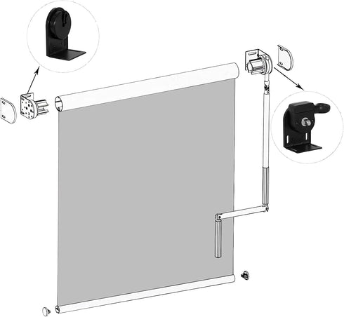 Crodless Bracket,Universal Replacement Installation Accessories for Indoor/Outdoor Sunshade and Roller Blinds(Black)...