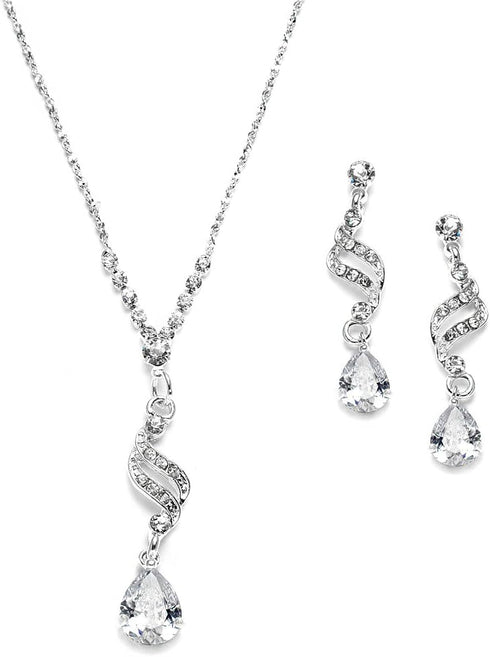 Mariell Cubic Zirconia Prom Jewelry Set, Necklace & Earrings Set for Brides, Bridesmaids, Wedding Jewelry...