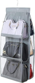 HAN SHENG 1 Pc 6 Pockets Hanging Purse Handbag Organizer Clear Hanging Shelf Bag Collection Storage Holder Purse Bag Wardrobe Closet Space Saving ...