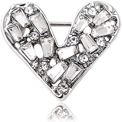 White Crystal Heat Shape Brooches Pins Dainty Rhinestone Love Heart Brooches Women Girls Valentine's Day Gift...