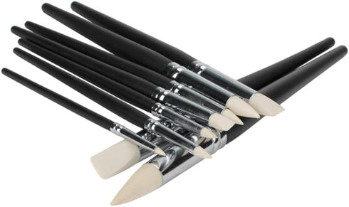 BQLZR Clay Coloring Drawing Tool Set - 9pcs, Black Wood Shank, Silicone Tips, Clay Shapers, Pottery Painting Tools...