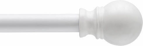 Kenney KN55250 Davenport Ball End Petite Café Decorative Window Curtain Rod, 28-48" Adjustable Length, White Finish, 1/2" Diameter Steel Tube...