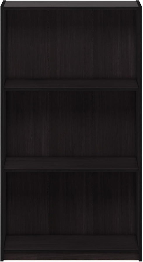 Furinno Basic 3-Tier Bookcase Storage Shelves, Dark Walnut...