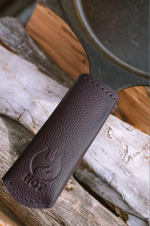 Leather Cast Iron Skillet Pan Handle Cover Thick Heat Resistant Leatherpan Handle Doubled Layer Handle Holder for Cast Iron Skillets & Pans (Handm...