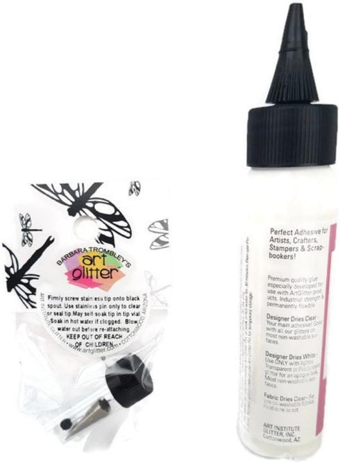 Glue Designer Dries Clear Adhesive 2 oz with Ultra Fine Metal Tip...