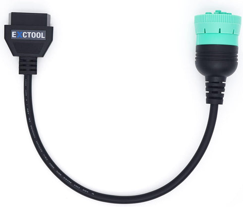 9 Pin J1939 to 16 Pin OBD2 Adapter Cable for Heavy Duty Trucks and Commercial Vehicles with Green Type 2 J1939 Diagnostic Connector...
