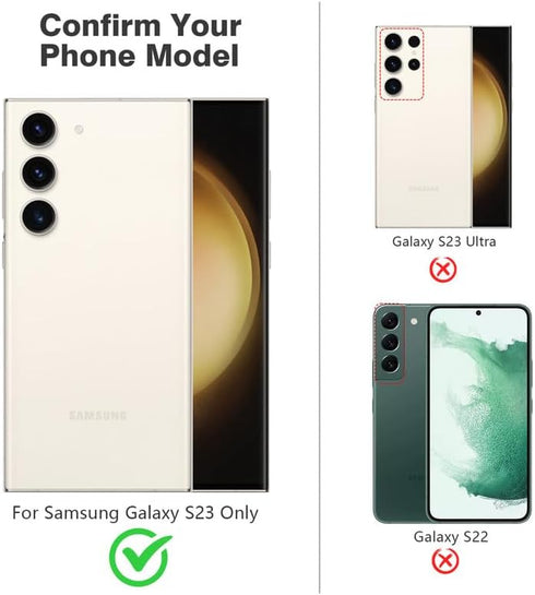 AGVEE 3 * 2 Set 6Pcs for Samsung Galaxy S23 / S23 Plus Camera Lens Protector, 9H Tempered Anti-Scratch Glass with Aluminum CD Pattern Lens Ring Co...