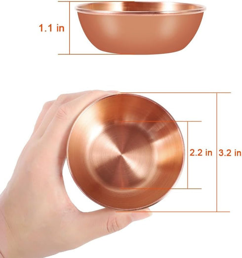 8 Pack 3.2inch Stainless Steel Sauce Dishes Mini Individual Saucers Bowl Round Seasoning Dishes Sushi Dipping Bowl Appetizer Plates, Rose Gold...