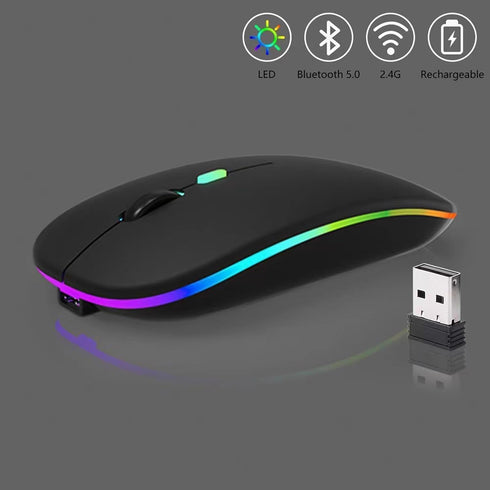 2 Pack Wireless Bluetooth Mouse,LED Dual Mode Rechargeable Silent Slim Laptop Mouse,Portable(BT5.2+USB Receiver) Dual Mode Computer Mice,for Lapto...