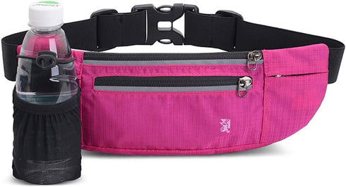 Peicees Fanny Pack with Water Bottle Holder Waist Bag for Men Women Water Resistant Lightweight Reflective Adjustable Running Belt Headphone Bag T...