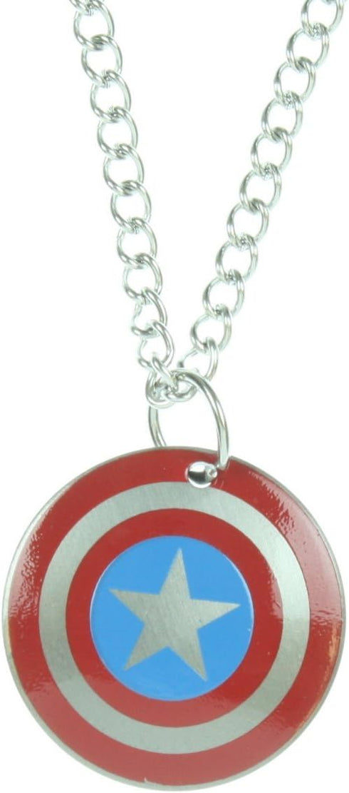Marvel Comics Officially Licensed Hypoallergenic Stainless Steel Captain America Shield Chain Pendant Necklace, 16"...