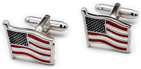 Men's american flag tie clip and cufflinks for men set,Suitable Business wedding aviator and Father Day gift,Us flag tie clip,Tie bar for Men...