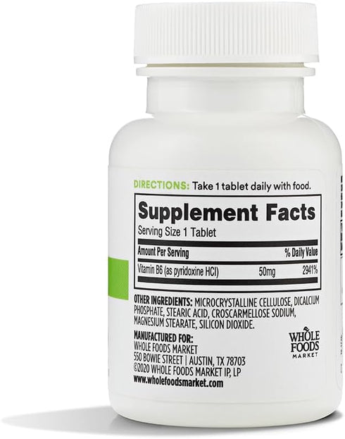 365 by Whole Foods Market, Vitamin B6 50Mg, 50 Tablets...