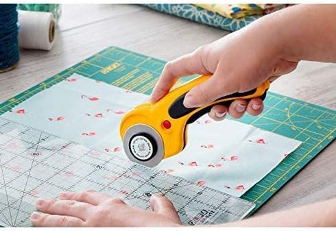 OLFA 45mm Ergonomic Rotary Cutter (RTY-2/DX) - Rotary Fabric Cutter w/ Blade Cover & Squeeze Trigger for Quilting, Sewing, Crafts, Replacement Bla...