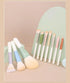 Cute Morandi Color ON THE GO Makeup Brush Set, 10pcs Easy-taken Mini Full Complete Function Cosmetic Brushes Kit...