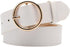 Womens White Leather Belts for Ladies Gold Buckle Belt for Women Lady Waist Stretch Belts for Jeans Dresses Trousers Pu Leather Belt...