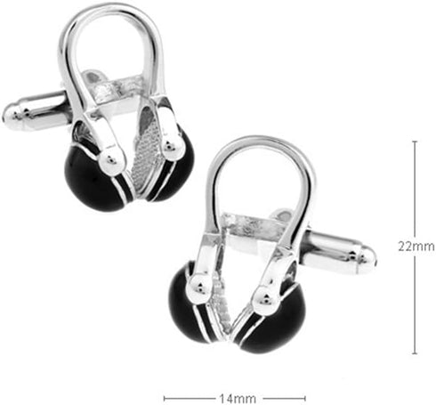 Men's Black And Silver Music Listening DJ Headphone Rock Headset Cufflinks...