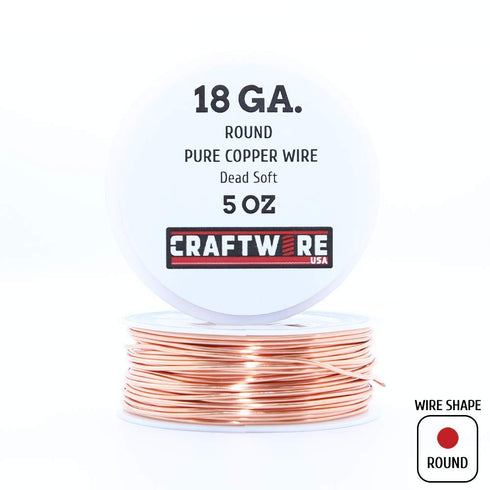 Solid Bare Copper Wire Round, Bright, Dead Soft, 68 Feet, 5OZ 18 Gauge (Choose 10 to 30 ga.)...