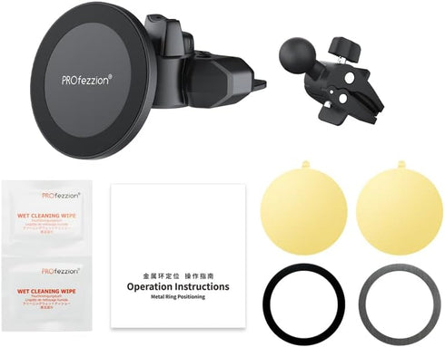 PROfezzion CD Slot & Vent Clip Combo Magnetic Phone Holder Compatible with MagSafe on Car CD Slot or Vent for iPhone 15 14 13 12 Pro Max Plus, Mag...