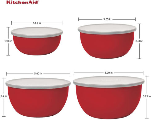 KitchenAid Prep Bowls with Lids, Set of 4, Empire Red 2...