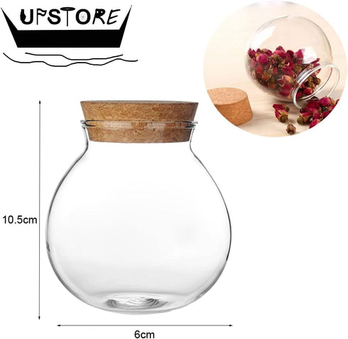 1PCS 500G/17oz Cear Empty Round Large Capacity Sealed Glass Bottles Vial Jars Packing Storage Hoder Containers with Wood Cork Stopper for Make up ...