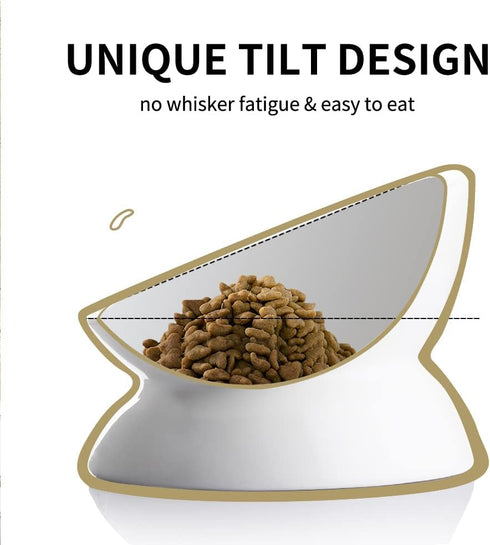 Sweejar Ceramic Raised Cat Bowls, Slanted Cat Dish Food or Water Bowls, Elevated Porcelain Pet Feeder Bowl Protect Cat's Spine, Stress Free, Backf...