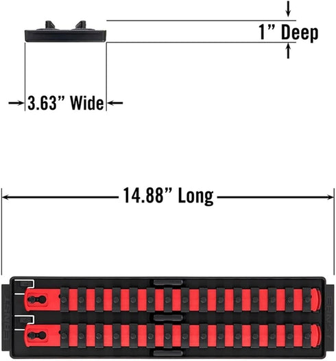 Ernst Manufacturing - 8492 Socket Boss 2-Rail 1/4-Inch-Drive Socket Organizer, 13-Inch, Red - Made in the USA...