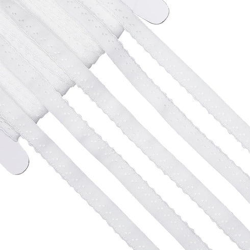 GORGECRAFT 25 Yards White Elastic Lace Trim 10mm Wide Stretch Edge Lingerie Edging Trimming Webbing Crocheted Lace Cord Ribbon for DIY Sewing Craf...