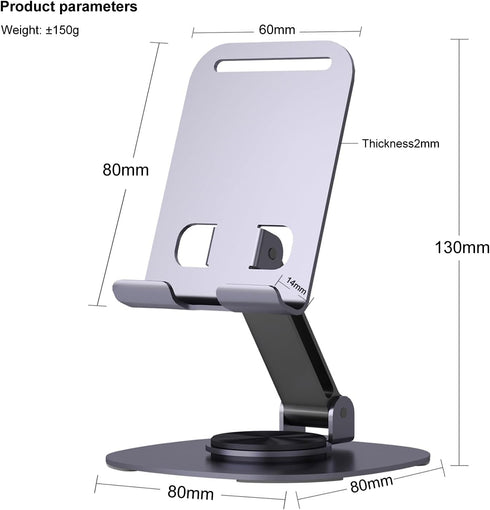 360°Rotating Phone Holder for Desk, Portable & Foldable Cell Phone Stand for Office & Kitchen, Adjustable Tablet Stand for All Mobile Phones, iPho...