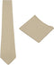 Mens Solid Linen Tie Set : Slim Necktie with Matching Pocket Square (Light Champagne)...