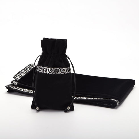 BLESSUME Altar Tarot Table Cloth Divination Wicca Square Velvet Cloth with Tarot Pouch Black...