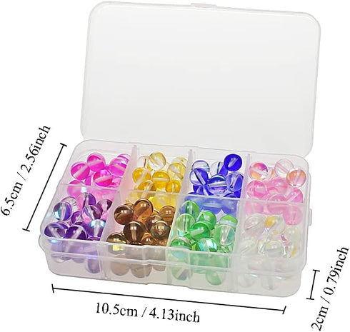 200pcs 8mm Glass Beads Kit Round Loose Crystal 8 color Synthetic Moonstone Beads for Bracelet Necklace Earrings Jewelry Making...