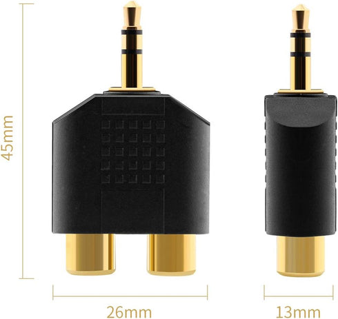 3.5mm to RCA Splitter Adapter Gold Plated 3.5mm Male Stereo to 2 RCA Female Jack Y Plug Audio Converter (2 Pack)...