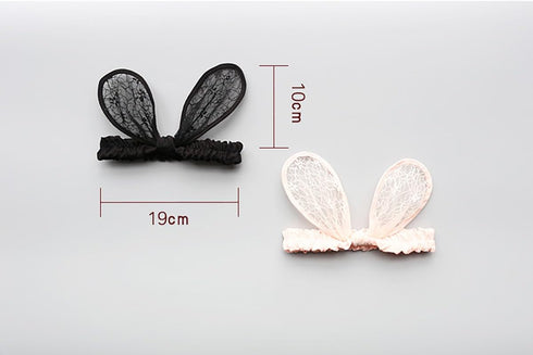 2-Pack Easter Bunny Headbands Rabbit Ears Lace Elastic Bow - Cute Stretch Hairbands for Baby Girls , Newborn,Toddler and Children (2 Colors)...