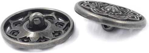 Bezelry 12 Pieces Octastar Flower Metal Shank Buttons. 23mm (7/8 inch) (Gray Silver)...