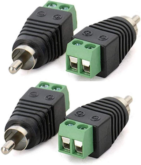 Phono RCA Male Plug to AV Screw Terminal Audio Video Connector Speaker Wire to RCA Adapter 4-Pack...