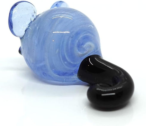 Mouse Micro Tiny Figurines Hand Blown Glass Art Animals Collectible Gift Home Décor (Blue Cartoon)...