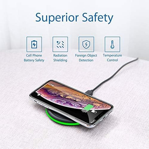 Wireless Charger 10W Qi Fast Wireless Charging Pad,7.5W Compatible with iPhone 11,11 Pro,11 Pro Max,Xs Max,XR,XS,X,8,8 Plus,10W for S10,S10+,S9,S8...
