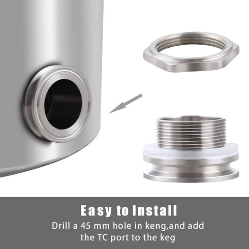 1.5" Tri Clamp Bulkhead Compression Fittings,Stainless Steel 304 Weldless Bulkhead, Homebrew Kettle Bulkhead...