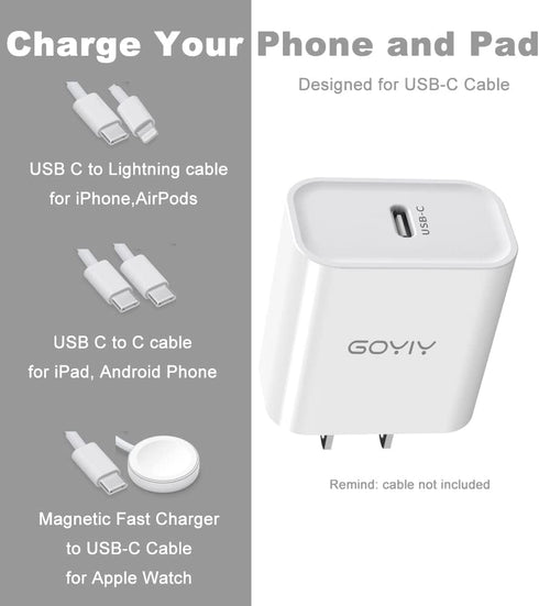 20W USB C Charger Block, USB C Wall Charger, iPhone 15 Charger, USB C Power Adapter Compatible with iPhone, iPad Pro/Mini, MageSafe Charger, Andro...