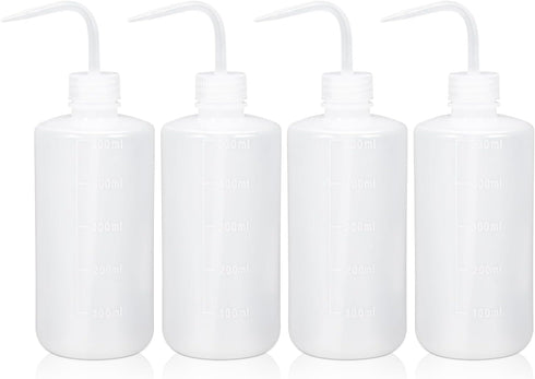 16.7oz/4Pcs Lash Water Bottle Squeezer, Tattoo Wash Squeeze Bottle with Scale Labels, Plastic Rinse Bottle for Eyelash Extensions, Watering, Washi...