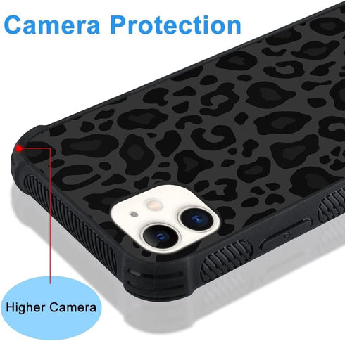 KANGHAR Case Compatible with iPhone 11,Black Leopard Design,Tire Texture Non-Slip +Shockproof Rugged TPU Protective Case for iPhone 11 6.1 Inch (2...