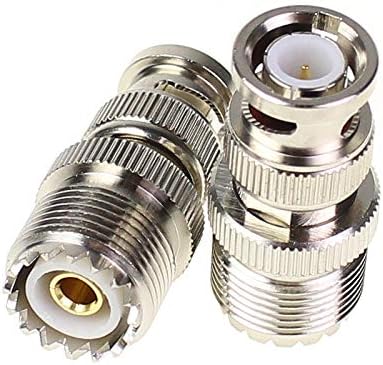 BNC Male to UHF Female PL259 Female to BNC Male SO-239 RF Coaxial Coax Adapter 2Pcs...