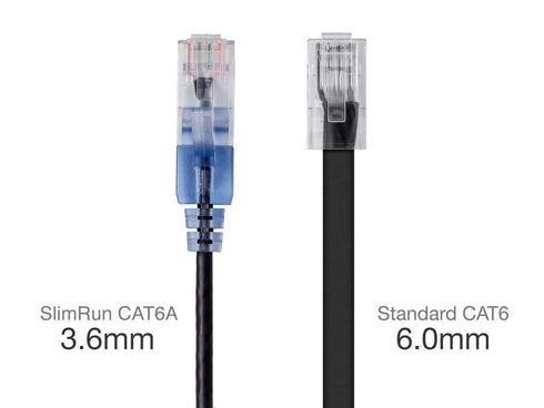 Monoprice Cat6A Ethernet Patch Cable - Snagless RJ45, 550Mhz, 10G, UTP, Pure Bare Copper Wire, 30AWG, 5-Pack, 3 Feet, Black - SlimRun Series...