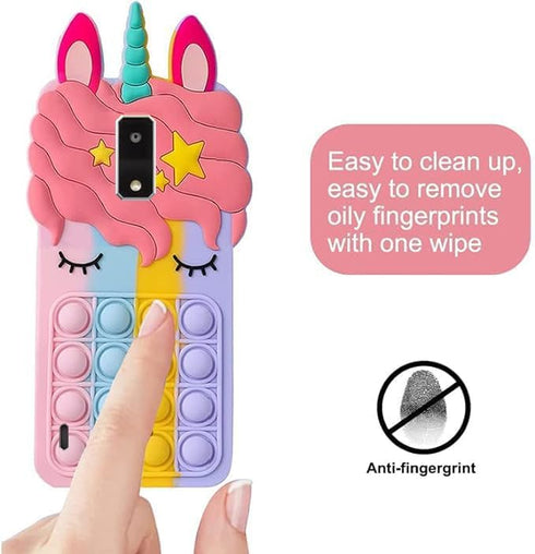 for TracFone Blu View 4 Case Fidget Toys Phone Case Push Pop Bubble Stress-relief Full Body Protection Shockproof Silicone Case with Lanyard for T...