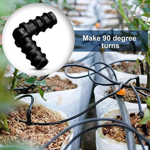 Maitys 8 Pieces Drip Irrigation Fittings Tee Connectors 1/2 Inch Irrigation Tubing Garden Hose Coupler Barbed Connector Plastic Soaker Hose Connec...